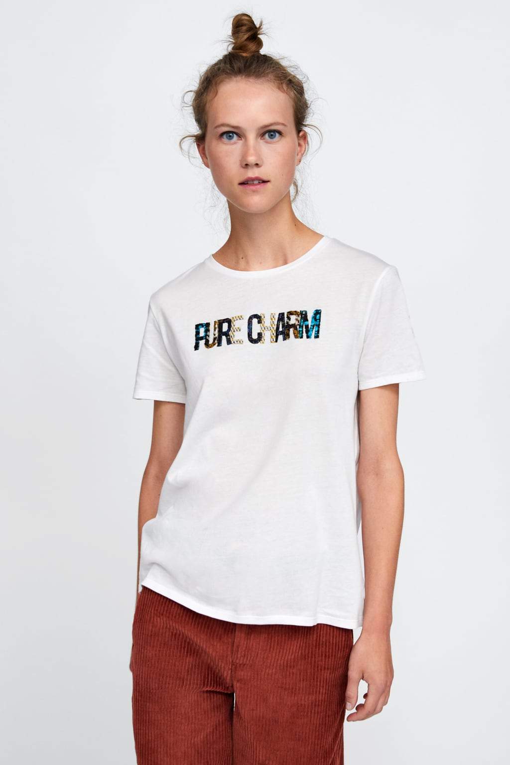 CONTRAST TWEED T-SHIRT