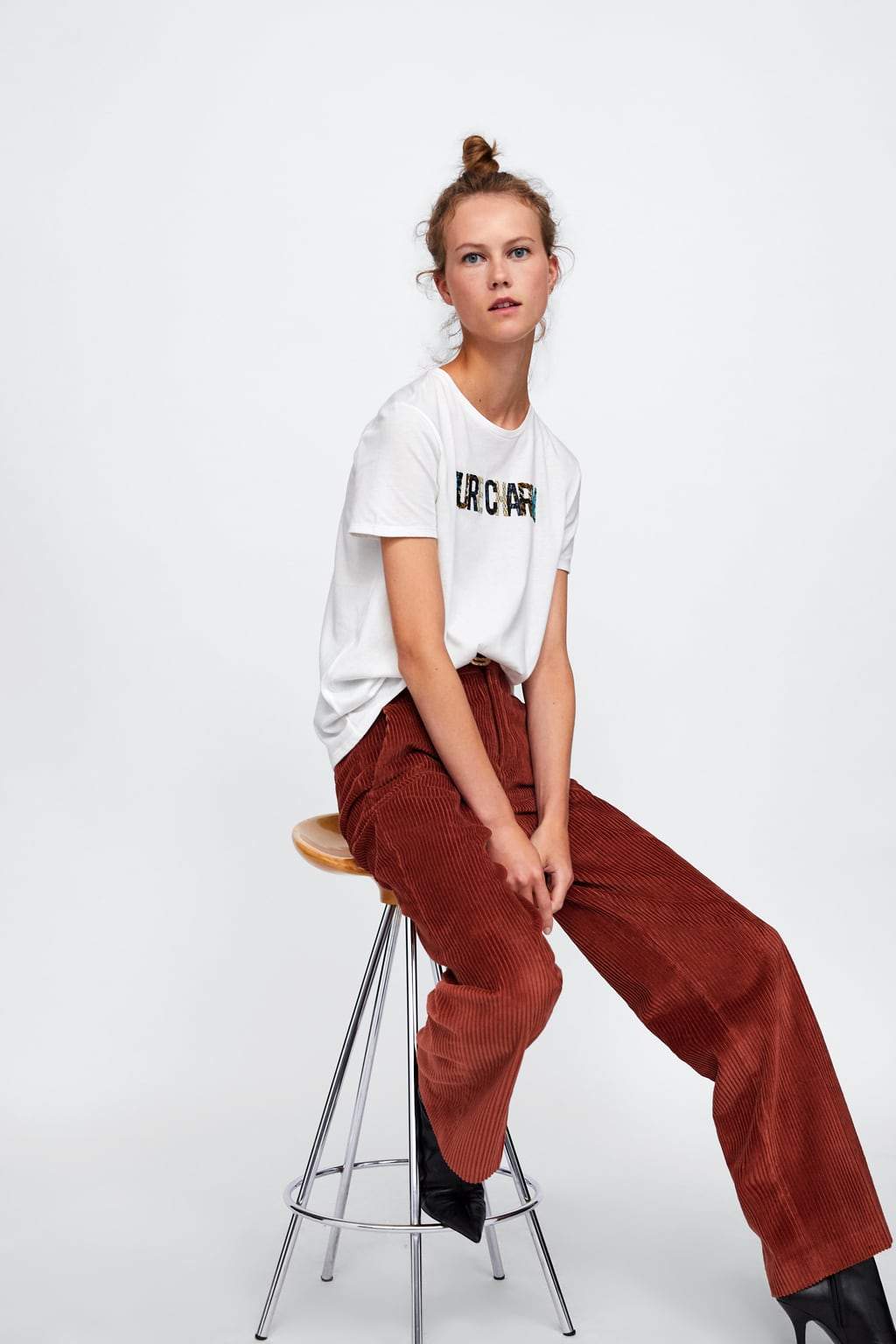 CONTRAST TWEED T-SHIRT