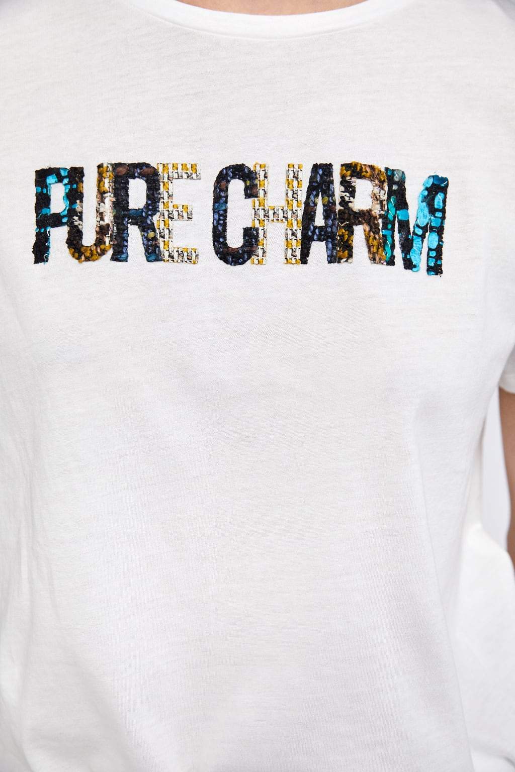 CONTRAST TWEED T-SHIRT