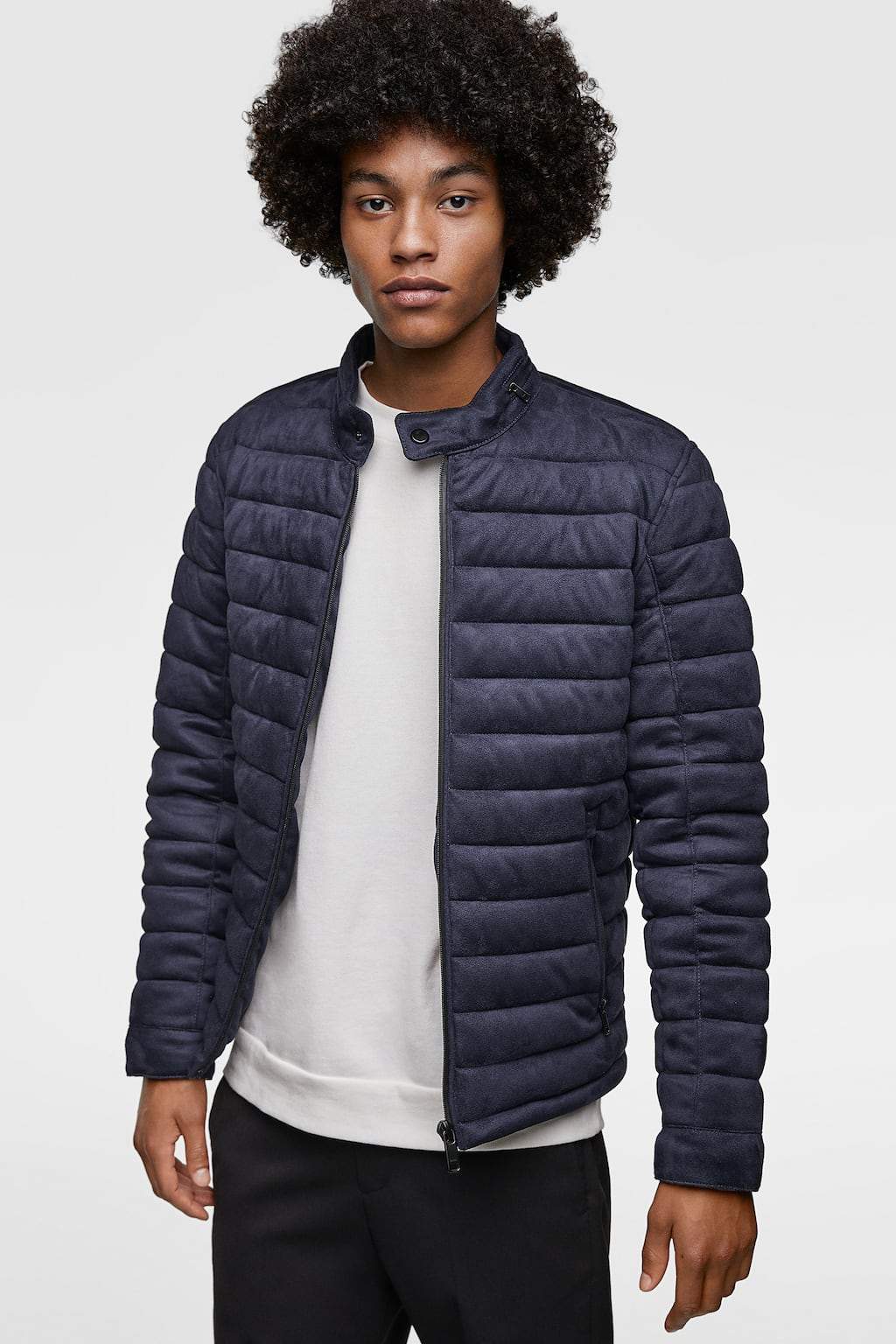 FAUX SUEDE PUFFER JACKET