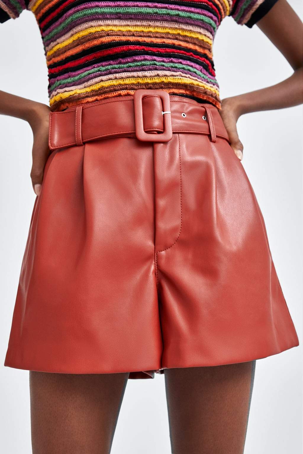 FAUX LEATHER BERMUDA SHORTS