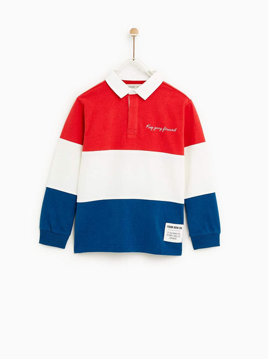 EMBROIDERED THREE-TONE POLO SHIRT