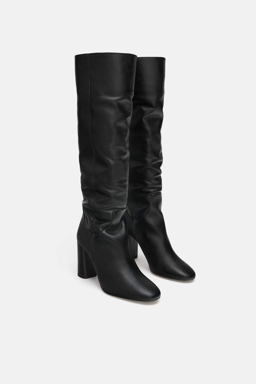HIGH-HEEL LEATHER BOOTS
