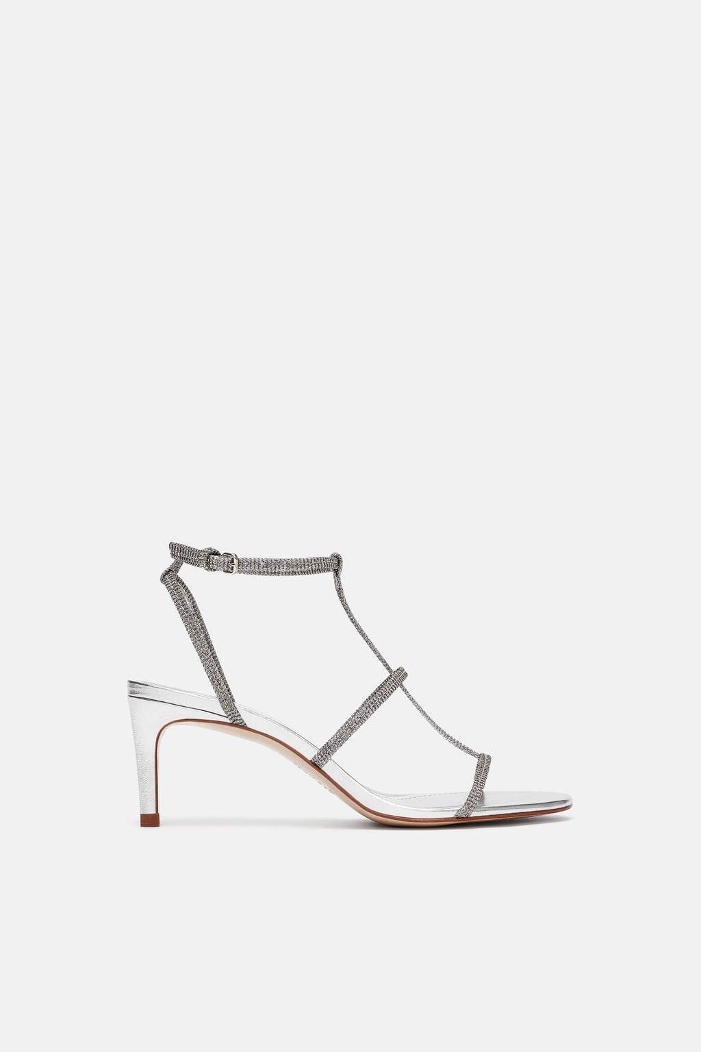 LAMINATED HIGH-HEEL STRAPPY SANDALS