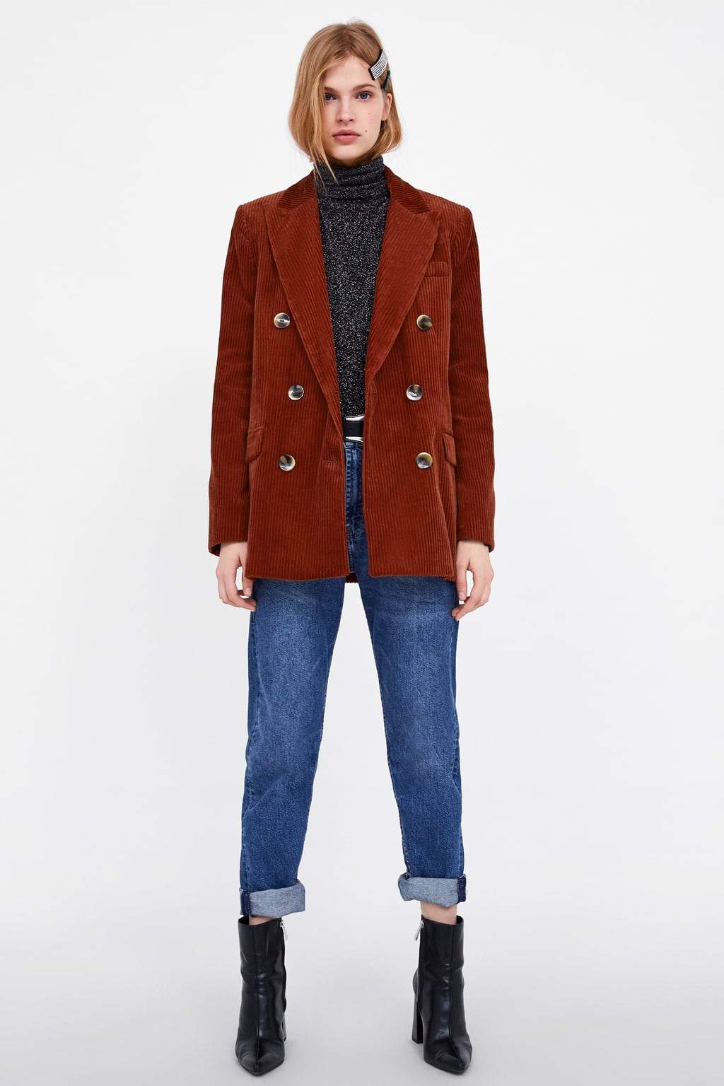 DOUBLE-BREASTED CORDUROY BLAZER