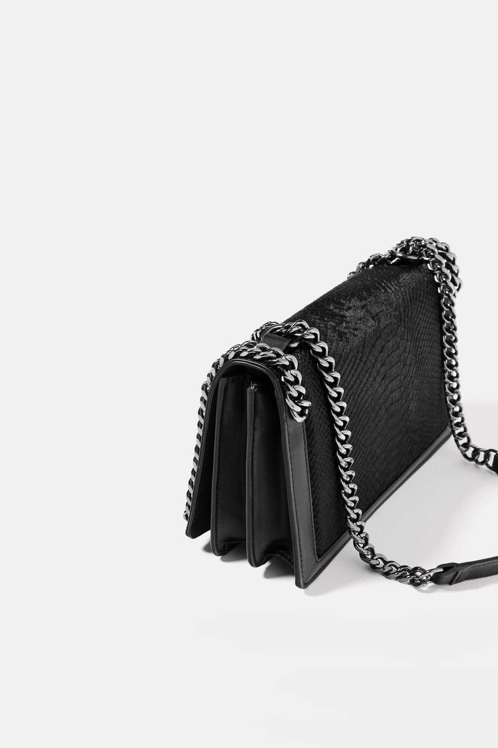 EMBOSSED CHAIN-TRIMMED BAG