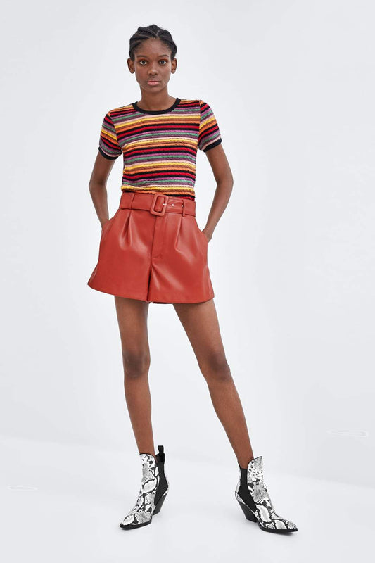 FAUX LEATHER BERMUDA SHORTS